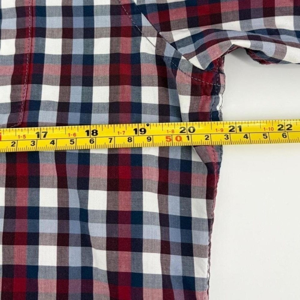 Banana Republic Grant Fit 078 Wash Shirt Red Blue Plaid Button Down Mens M - Picture 8 of 8